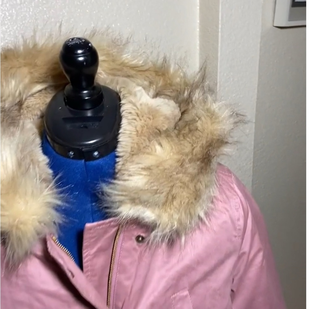 LOFT Pink Fur-Trimmed Puffer Jacket size XS - Picture 11 of 13